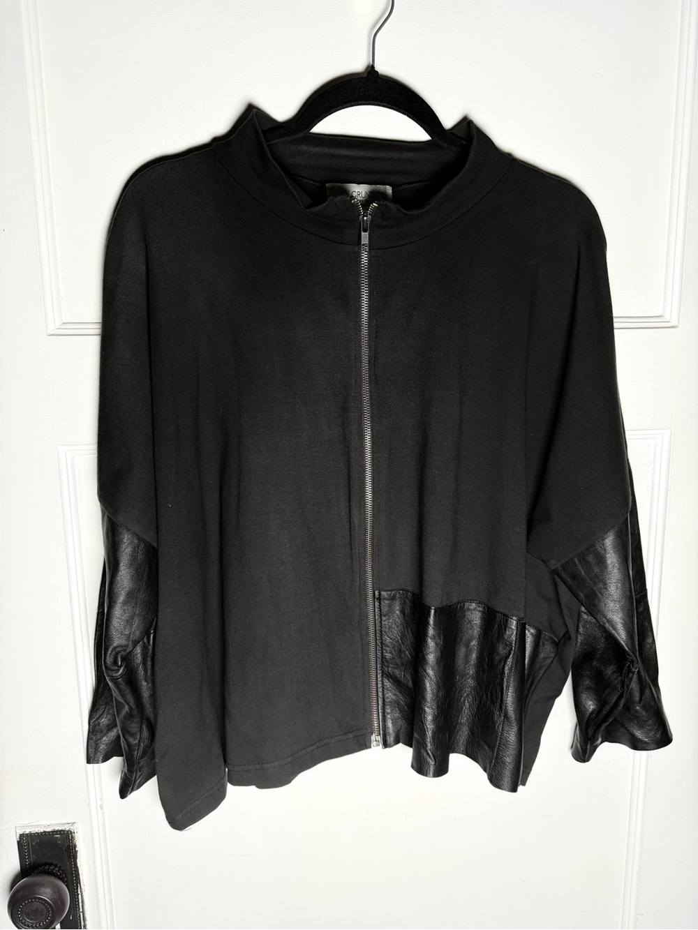 Rare Find Vintage Ivan Grundahl Black Zip-Front Women's Jacket with Leather Trim